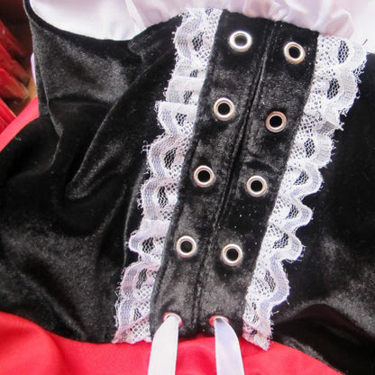 Red Riding Hood Costume for Adults with Cape and Lace-up Dress – Ideal for Halloween and Costume Parties