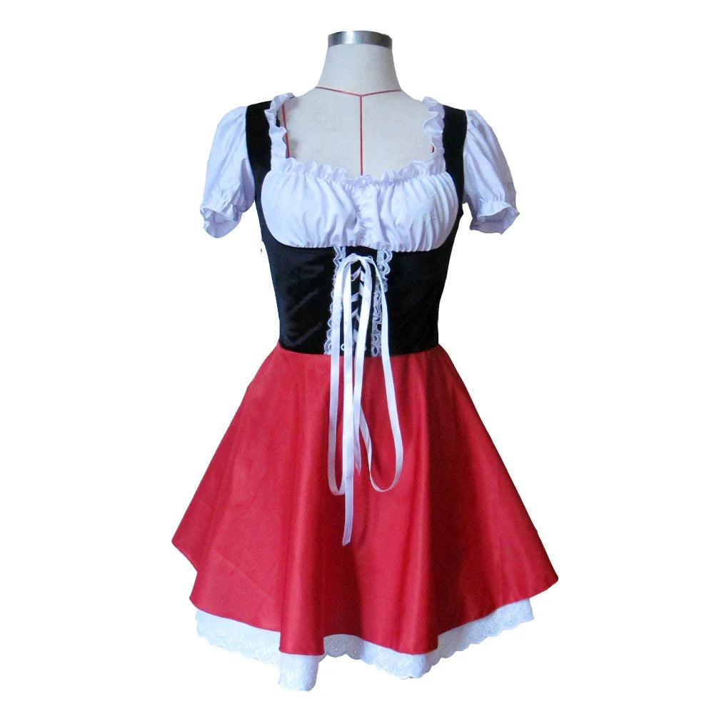 Red Riding Hood Costume for Adults with Cape and Lace-up Dress – Ideal for Halloween and Costume Parties