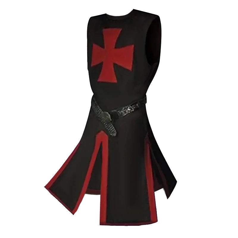 Costume de Chevalier Croisé Templier avec Tunique et Cape – Idéal pour Halloween et Reconstitutions Historiques
