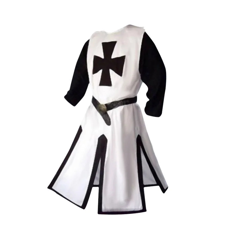 Costume de Chevalier Croisé Templier avec Tunique et Cape – Idéal pour Halloween et Reconstitutions Historiques