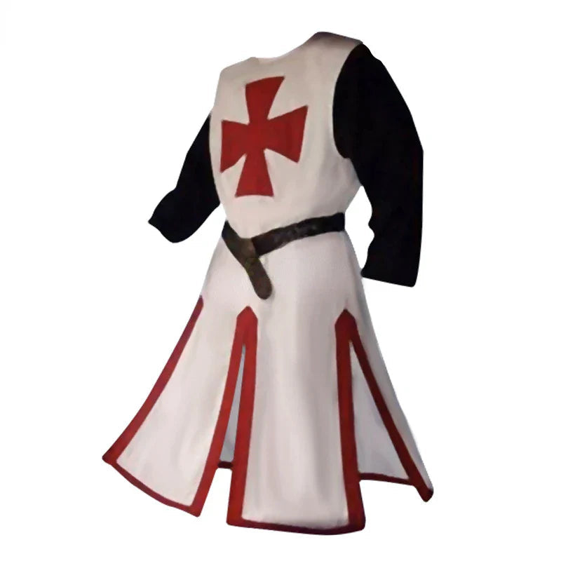 Costume de Chevalier Croisé Templier avec Tunique et Cape – Idéal pour Halloween et Reconstitutions Historiques