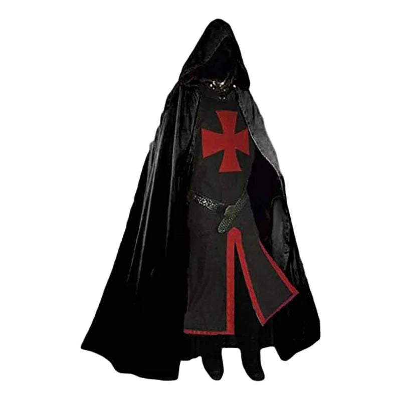 Costume de Chevalier Croisé Templier avec Tunique et Cape – Idéal pour Halloween et Reconstitutions Historiques