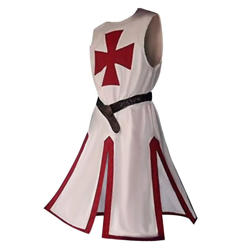 Costume de Chevalier Croisé Templier avec Tunique et Cape – Idéal pour Halloween et Reconstitutions Historiques