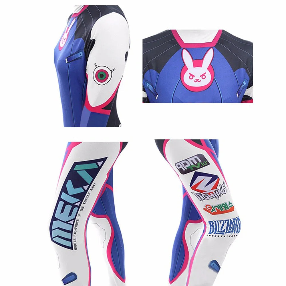 Costume de Cosplay D.Va avec Perruque et Accessoires pour Halloween 2025