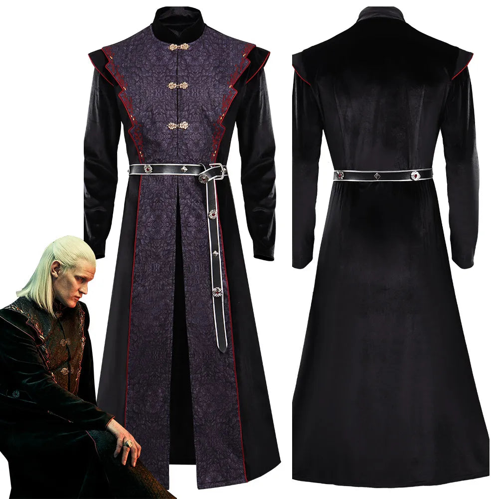 Daemon Prince Dragon Cosplay Costume for Men – Complete Set with Coat, Belt, and Waist Bag