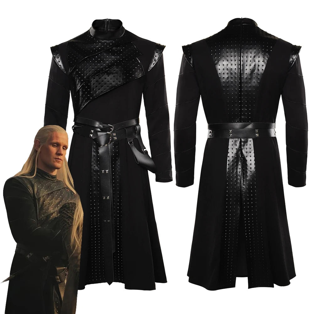 Daemon Prince Dragon Cosplay Costume for Men – Complete Set with Coat, Belt, and Waist Bag