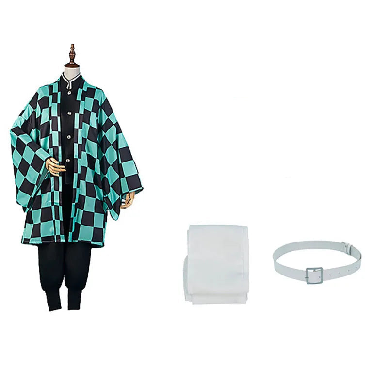 Costume de Cosplay Demon Slayer Unisexe avec Haut Haori et Pantalon – Parfait pour Halloween et Conventions