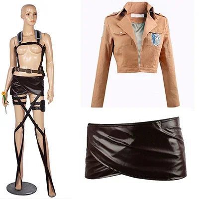 Mikasa Ackerman Cosplay Costume - Scout Jacket and Mini Skirt Set for Halloween