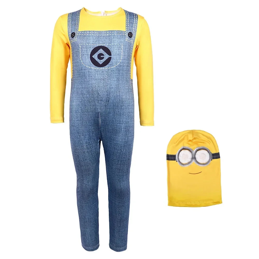Unisex Minions Cosplay Costume for Halloween – Complete Set with Head Cover