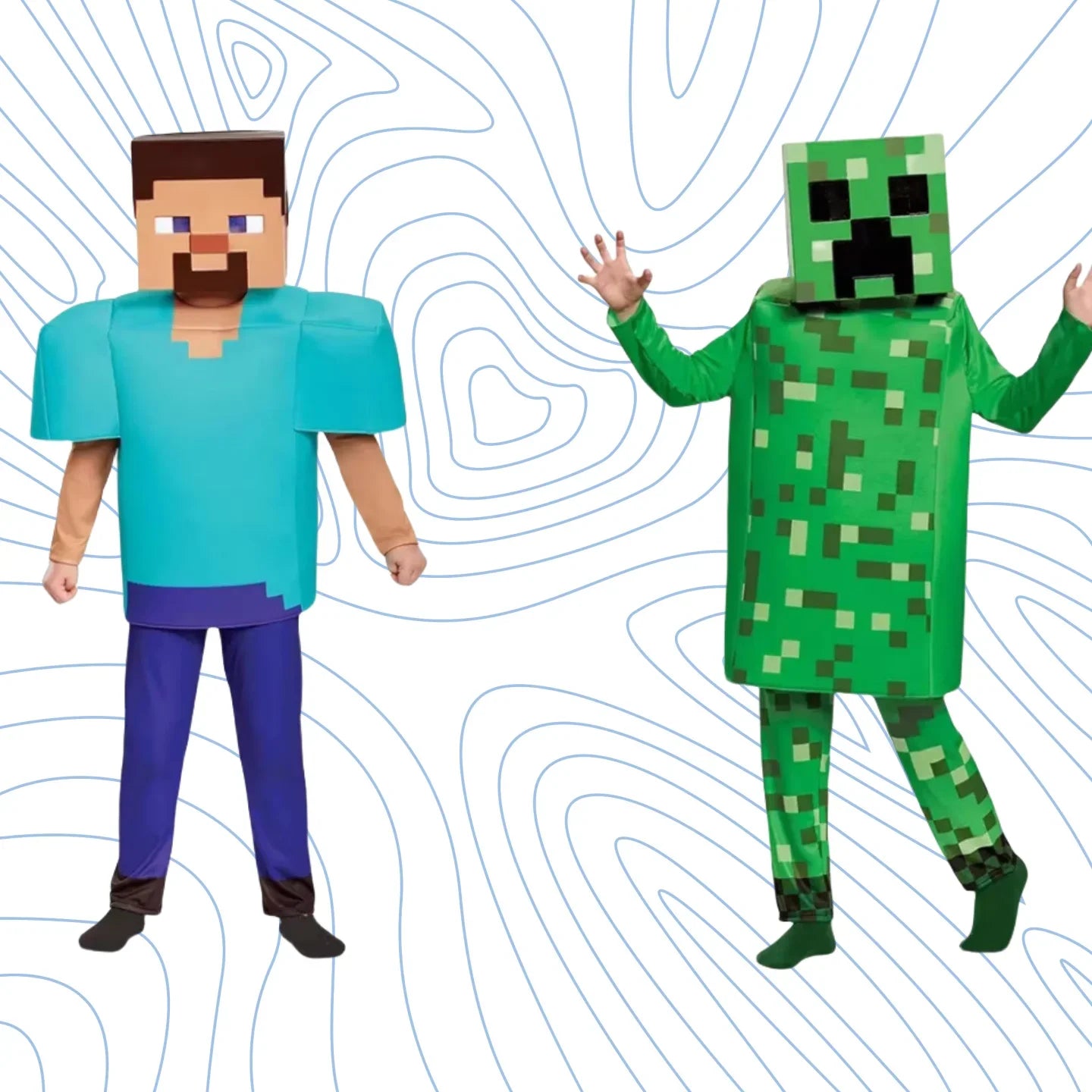 Costume de Gamer Pixel Block Steve pour Adultes – Cosplay Halloween Unisexe