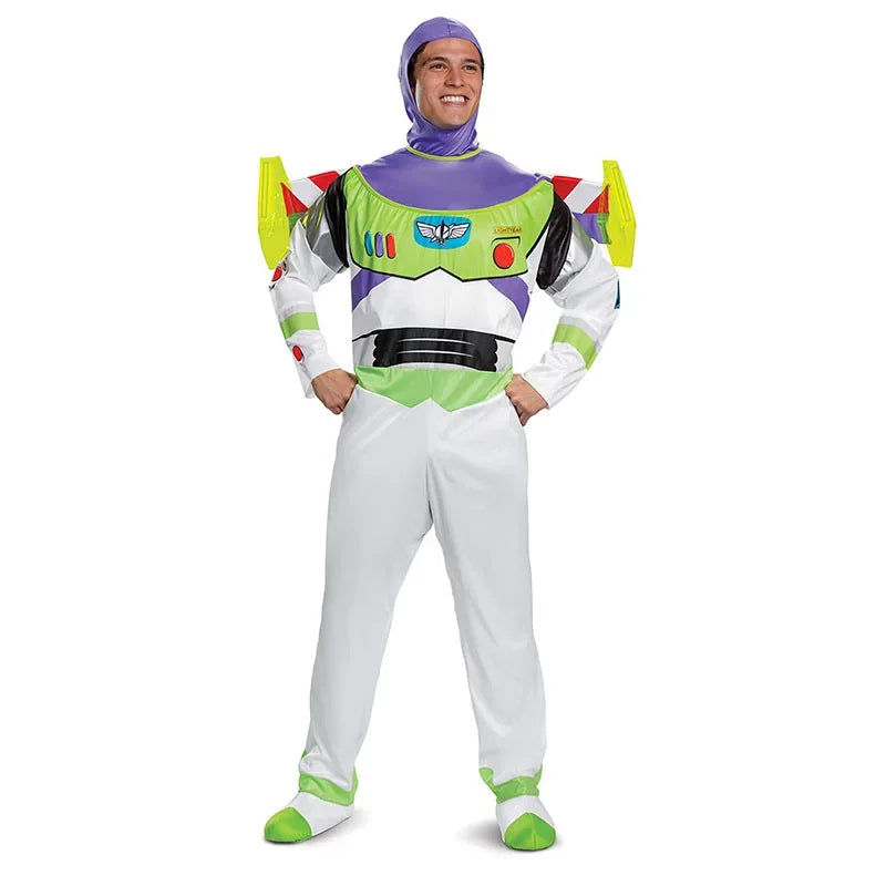 Unisex Space Ranger Costume for Halloween – Full Jumpsuit with Hood and Printed Details