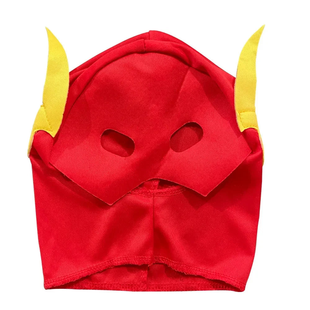 Flash Superhero Costume for Kids with Mask and Muscular Details – Ideal for Halloween and Cosplay