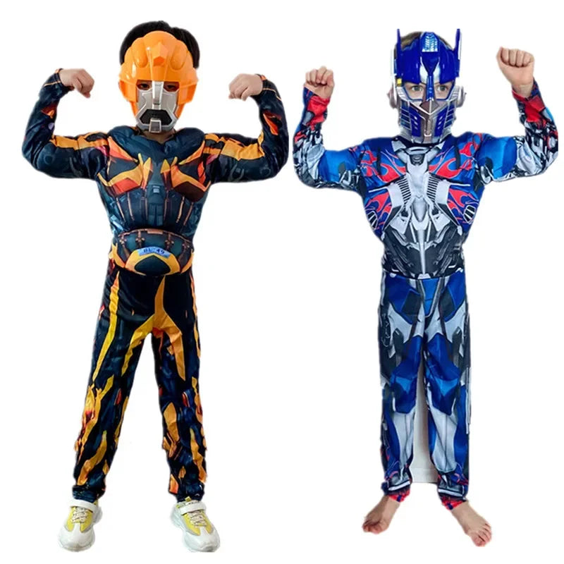 Costume de Super-Héros pour Enfants avec Détails Musculaires et Masque – Idéal pour Halloween et Carnaval