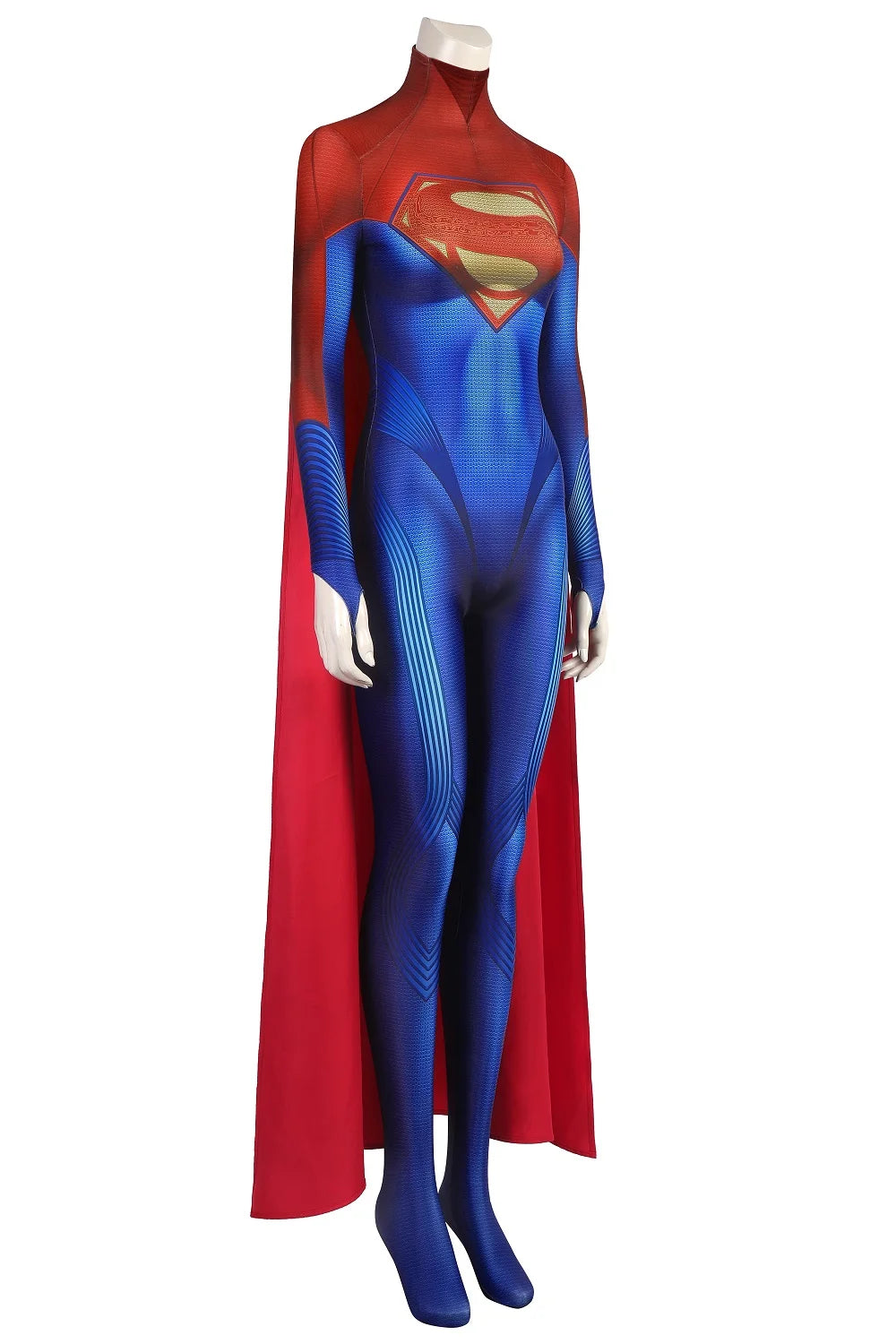 Supergirl Superhero Costume with Integrated Cape in Polyester and Spandex