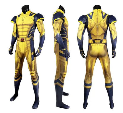 Wolverine Superhero Costume with 3D Shoulder Armor – Jumpsuit for Cosplay and Halloween