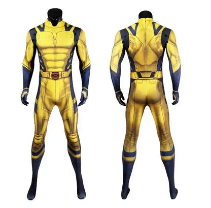 Wolverine Superhero Costume with 3D Shoulder Armor – Jumpsuit for Cosplay and Halloween