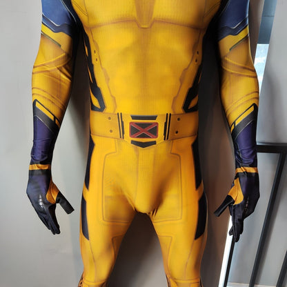 Wolverine Superhero Costume with 3D Shoulder Armor – Jumpsuit for Cosplay and Halloween