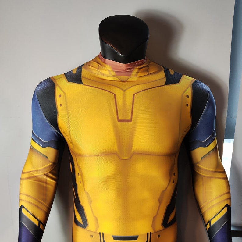 Wolverine Superhero Costume with 3D Shoulder Armor – Jumpsuit for Cosplay and Halloween