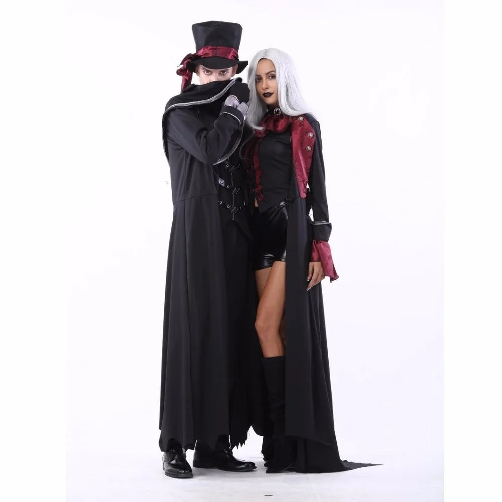 Gothic Vampire Costume for Couples – Halloween 2025 Set with Coat and Pants