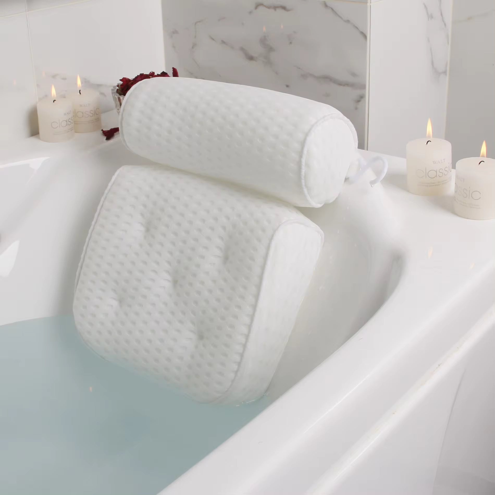 Coussin de Baignoire Ergonomique avec Support pour le Cou – Confort Optimal en Mousse à Mémoire et Ventouses Antidérapantes