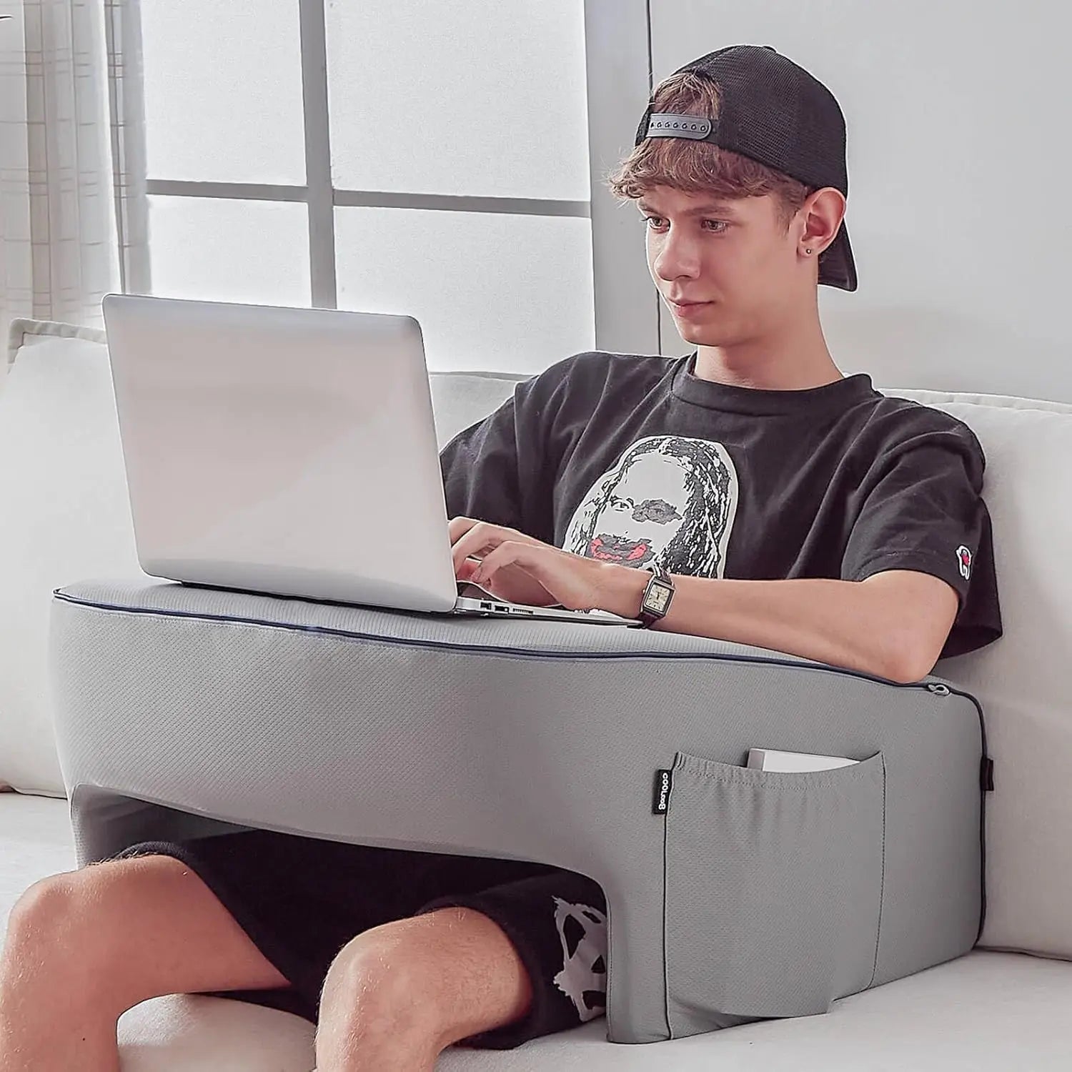 Coussin de Chaise de Bureau Ergonomique en Mousse à Mémoire – Support Confortable pour Télétravail et Jeux, Gris, 40x30 cm