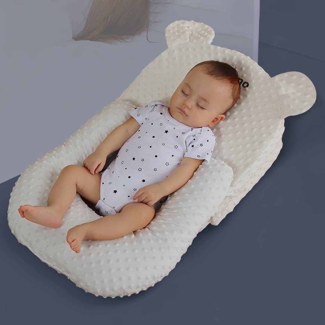 Coussin de Nourrissage Bébé en Mousse Mémoire avec Support Anti-Reflux Ajustable et Design Portable – Velours Doux 60x40 cm
