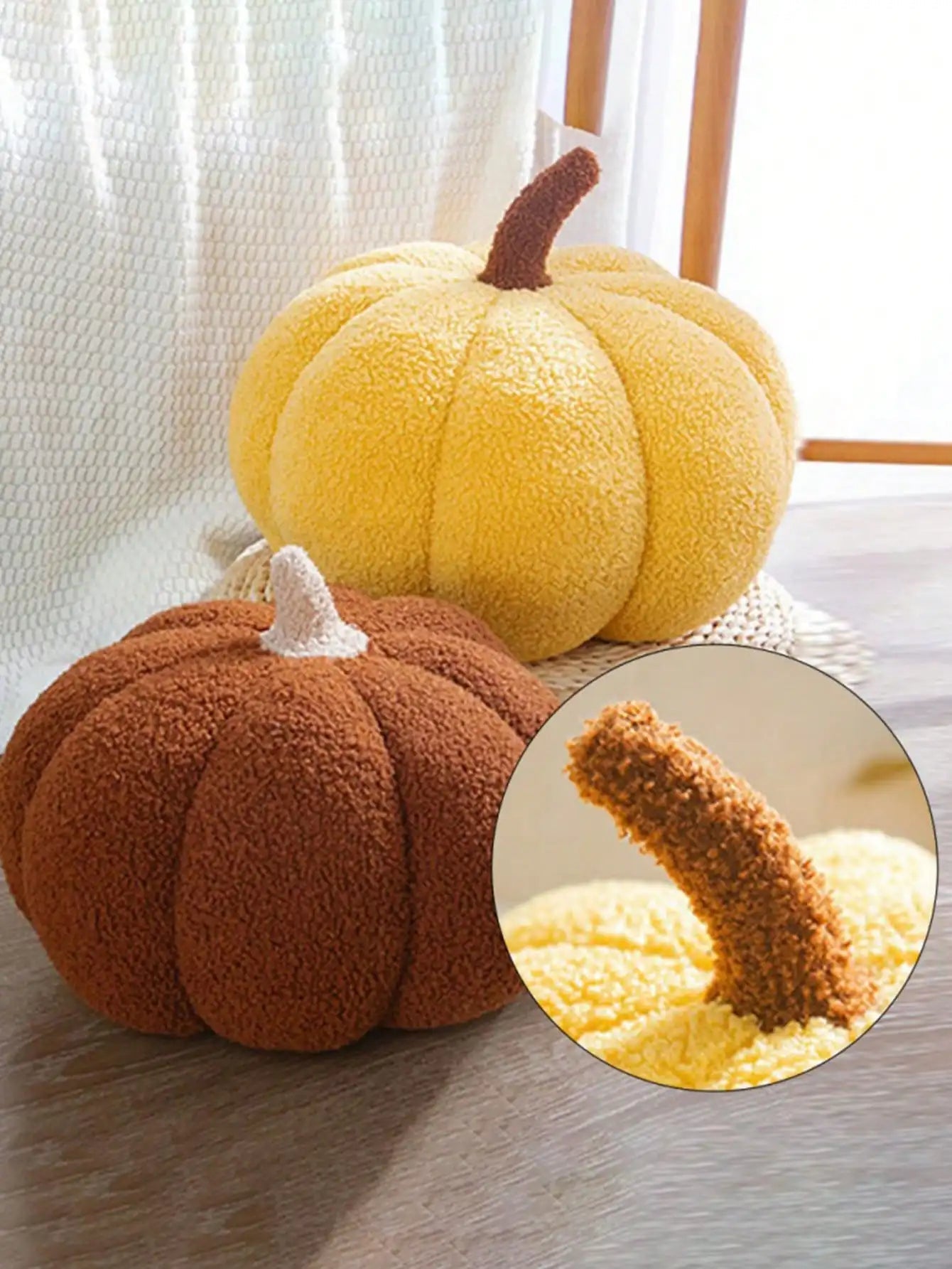 Coussin en Forme de Citrouille en Sherpa et Boucle – Décoration Automnale et Halloween pour Enfants