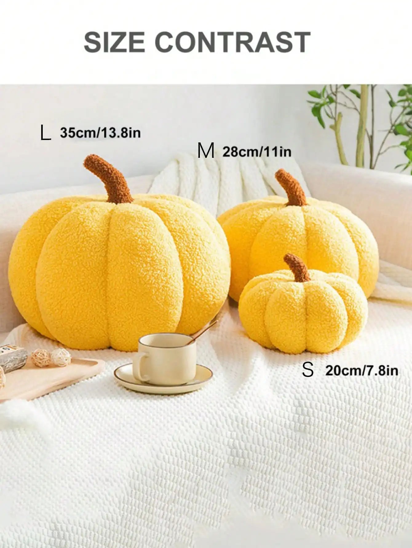 Coussin en Forme de Citrouille en Sherpa et Boucle – Décoration Automnale et Halloween pour Enfants