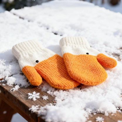 Cute Winter Ski Gloves with Thick Velvet Lining for Warmth and Cold Protection