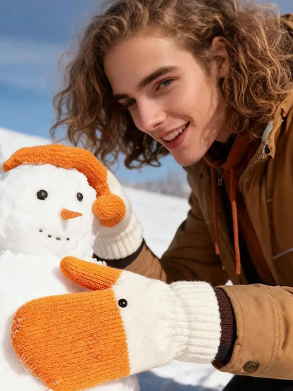 Cute Winter Ski Gloves with Thick Velvet Lining for Warmth and Cold Protection