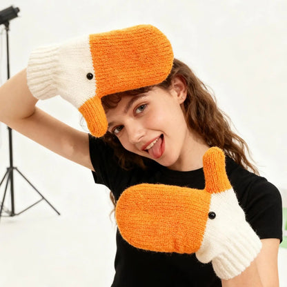 Cute Winter Ski Gloves with Thick Velvet Lining for Warmth and Cold Protection