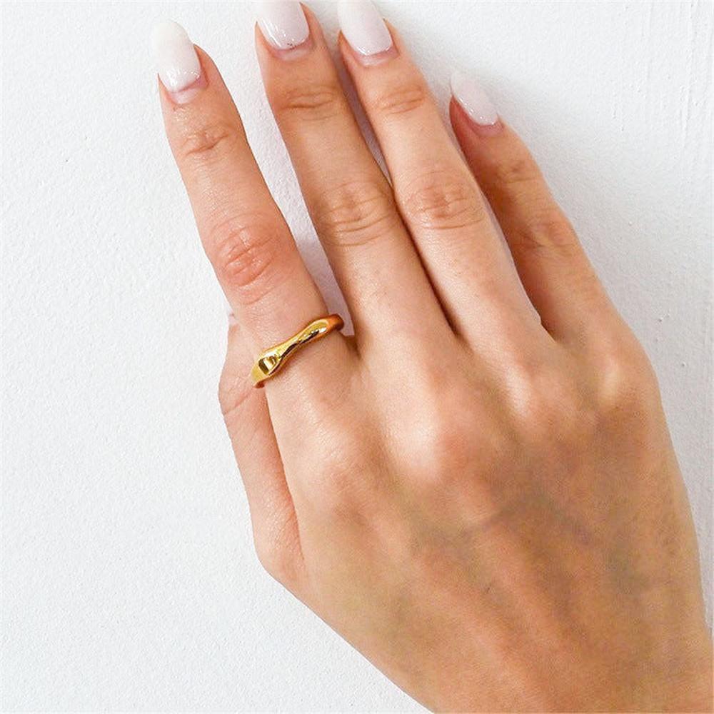 Bague Femme Or Plaqué Taille 49 mm 52 mm 54 mm Acier Inoxydable