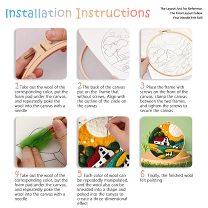 DIY Wool Embroidery Kit - Cute Cat Needle Felt Painting Craft for Home Decor