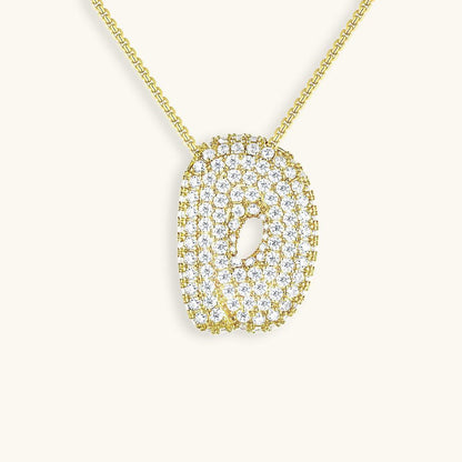 Variant image for Collier Femme Or 18 Carats avec Pendentif Initial et Diamant Simulant 18 pouces-4