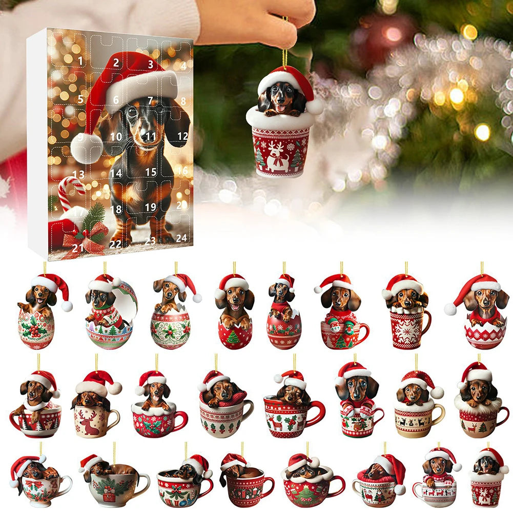 Dachshund Christmas Advent Calendar – 24 Days Countdown with Fun Dog Ornaments