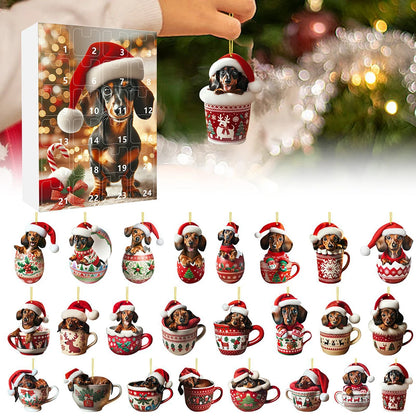 Dachshund Christmas Advent Calendar – 24 Days Countdown with Fun Dog Ornaments