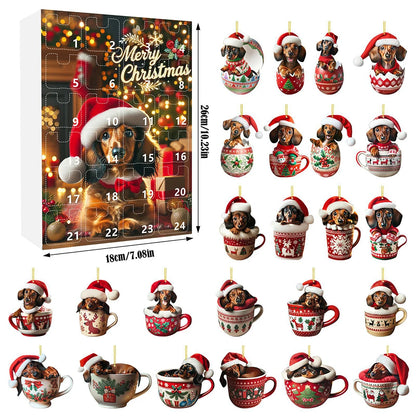 Dachshund Christmas Advent Calendar – 24 Days Countdown with Fun Dog Ornaments