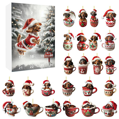 Dachshund Christmas Advent Calendar – 24 Days Countdown with Fun Dog Ornaments