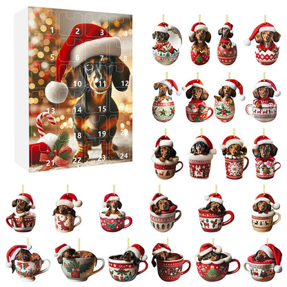 Dachshund Christmas Advent Calendar – 24 Days Countdown with Fun Dog Ornaments