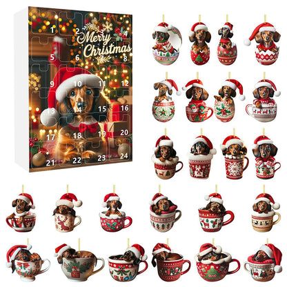 Dachshund Christmas Advent Calendar – 24 Days Countdown with Fun Dog Ornaments