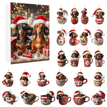 Dachshund Christmas Advent Calendar – 24 Days Countdown with Fun Dog Ornaments