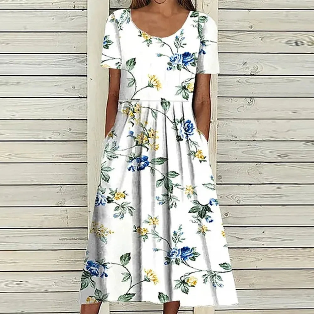 Robe Longue Femme Imprimé Floral Légère et Élégante – Parfaite pour l'Été et Toutes Occasions