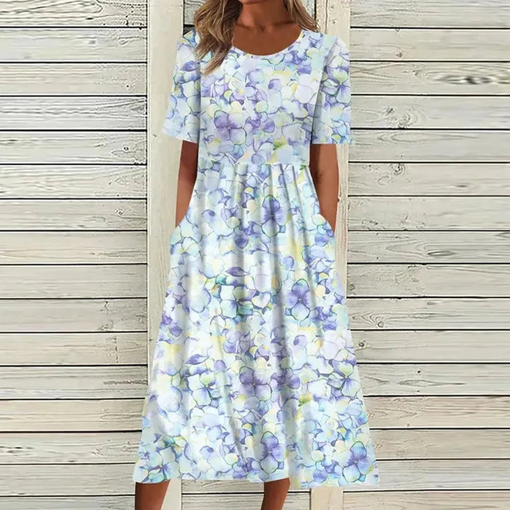 Robe Longue Femme Imprimé Floral Légère et Élégante – Parfaite pour l'Été et Toutes Occasions
