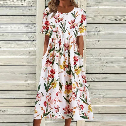 Long Floral Print Dress for Women, Light and Elegant – Perfect for Summer and All Occasions