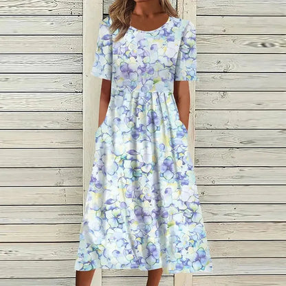 Long Floral Print Dress for Women, Light and Elegant – Perfect for Summer and All Occasions