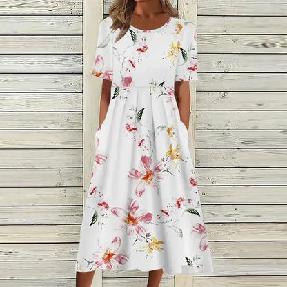 Long Floral Print Dress for Women, Light and Elegant – Perfect for Summer and All Occasions