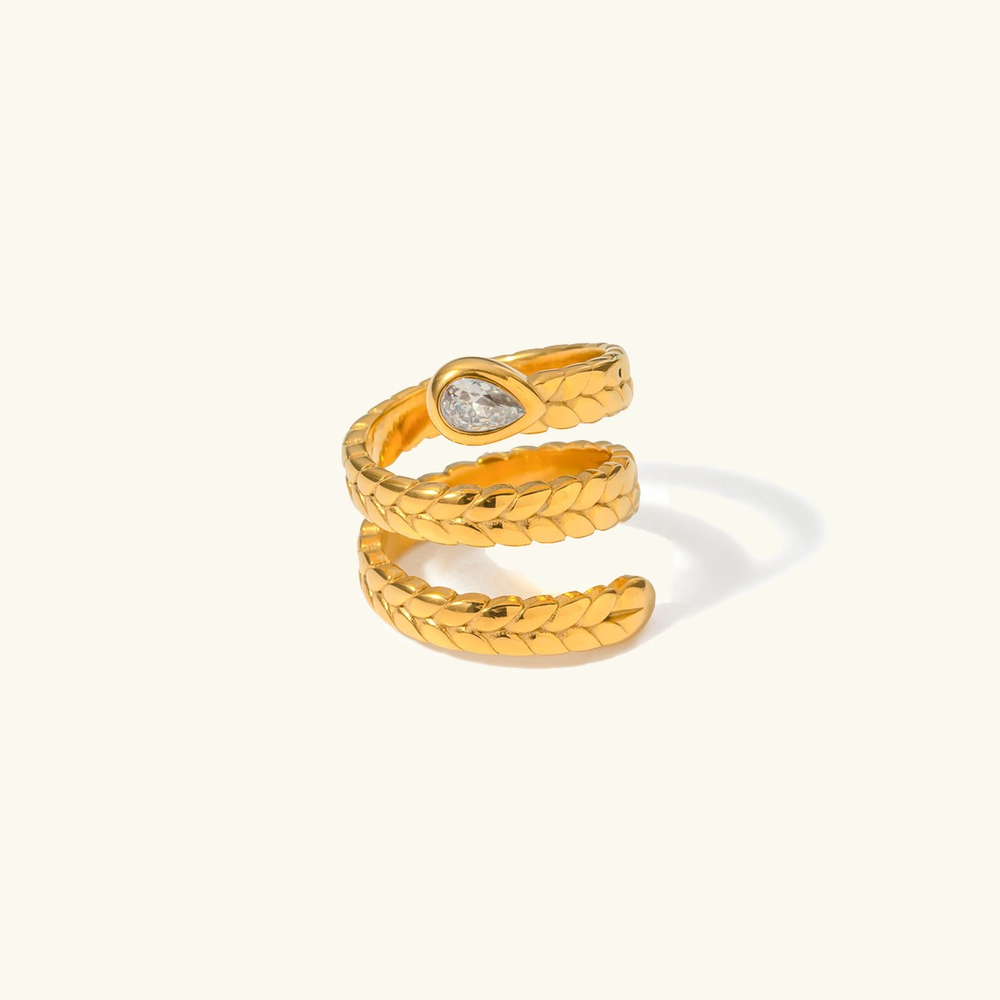 Women's Snake Ring 18 Carat Gold One Size Elegant Design