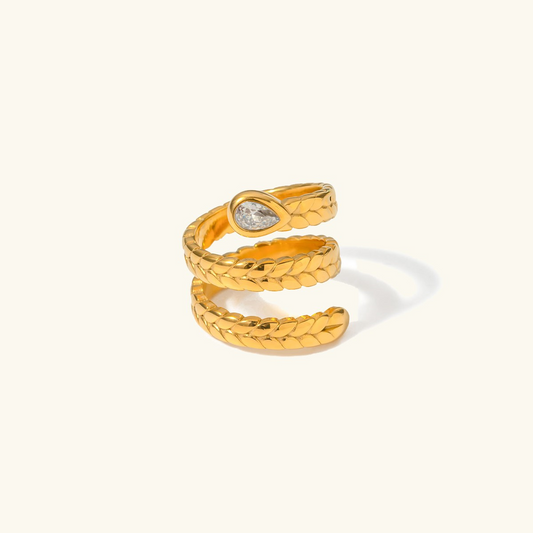 Women's Snake Ring 18 Carat Gold One Size Elegant Design
