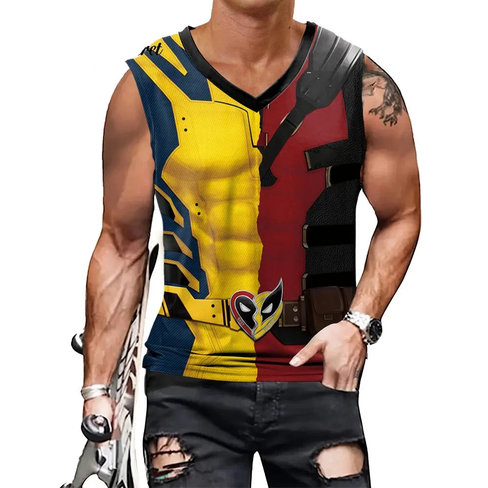 Compression Tank Top Inspired by Deadpool and Wolverine for Fitness and Cosplay