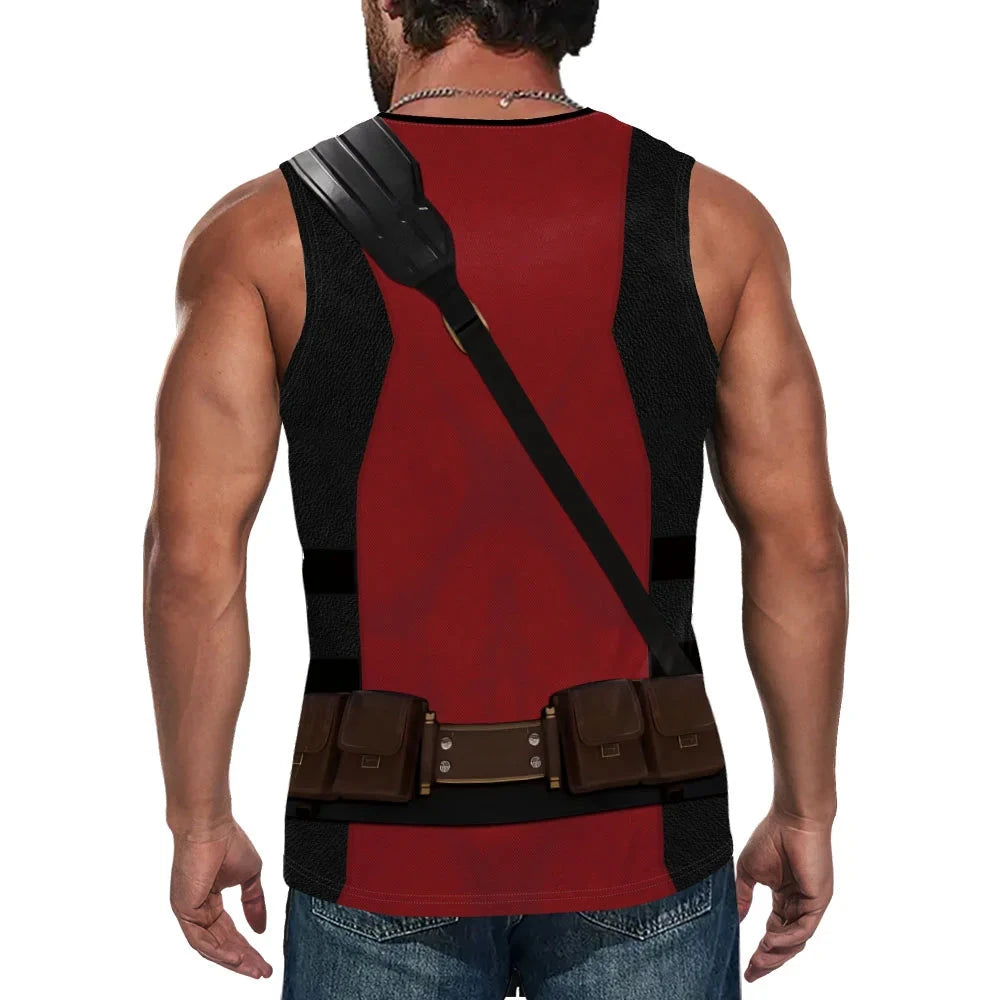 Compression Tank Top Inspired by Deadpool and Wolverine for Fitness and Cosplay
